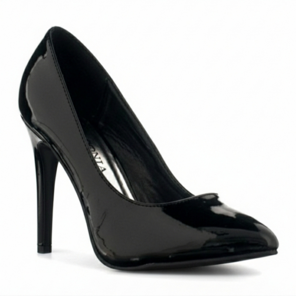 Black pointed toe heels